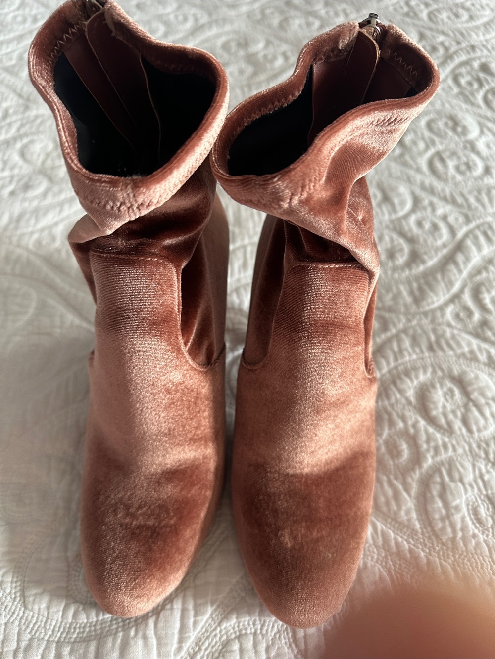 Women's Steve Madden Stretch Velvet Ankle Boots - Rose Brown